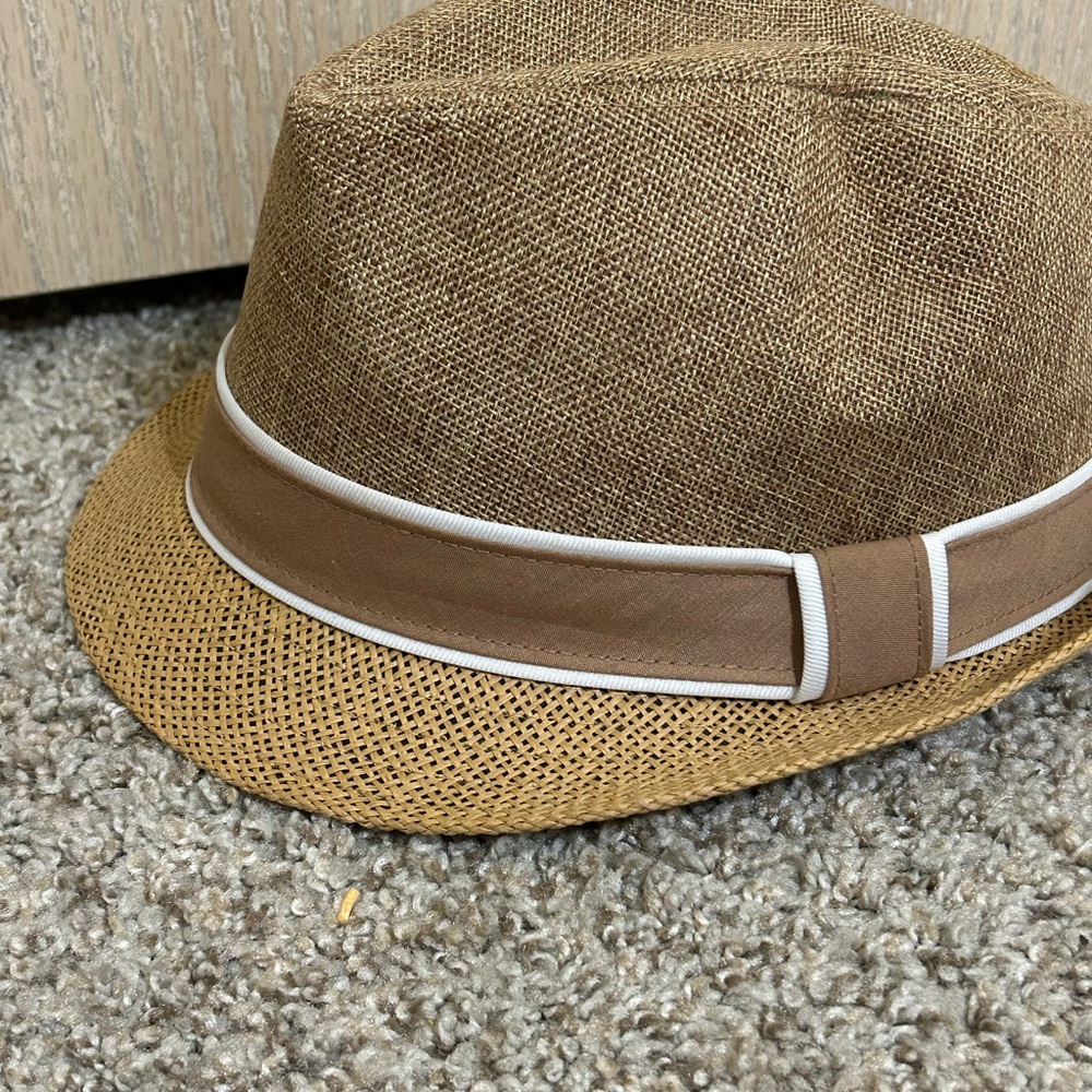 David and Young Straw Blend Fedora Hat Brown Trim Black Interior Padded Size M/L - Picture 3 of 12